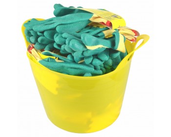 Bucket of Extra Large, Green Latex Coated Work Gloves